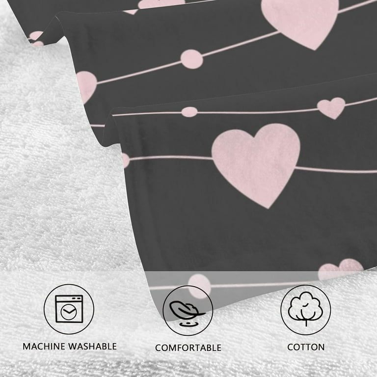 GZHJMY Pink Love Black Hand Towels Set of 2 Pack 16 x 28 Inches Extra Absorbent Pure Washcloth Towels Super Soft Hand Towel for Bathroom Hotel Kitchen Gym Walmart