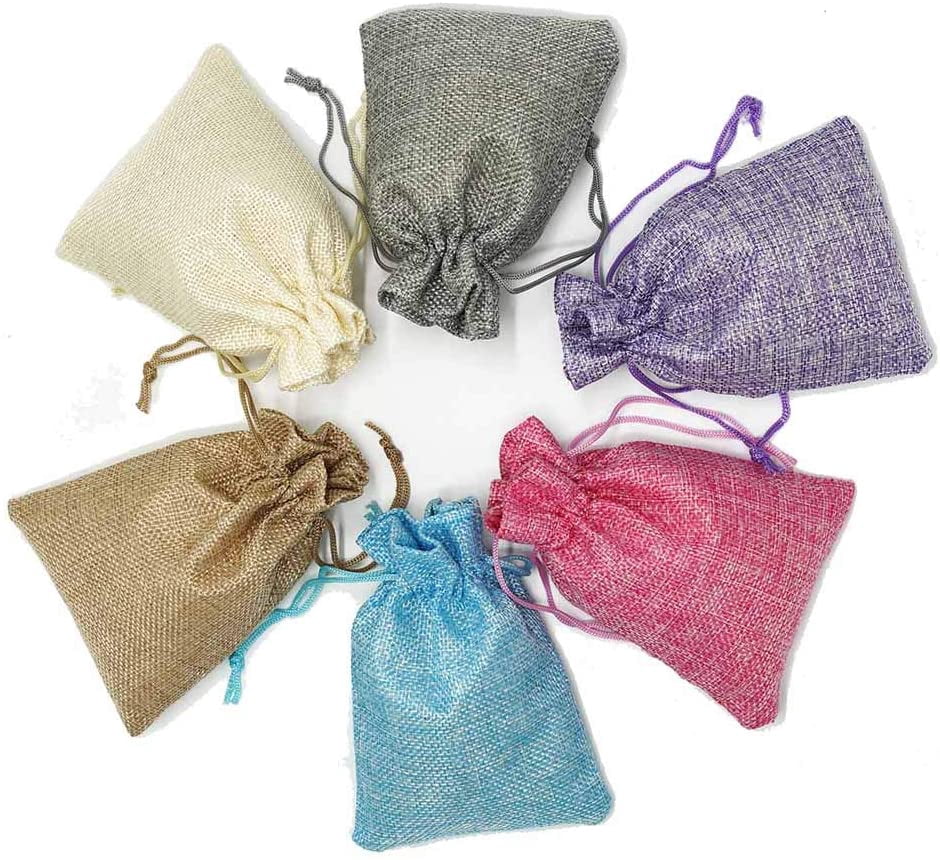 colored burlap bolsas