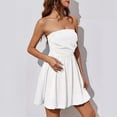 thumbnail image 5 of Women'S Bubble Mini Short Dress 2025 Summer Casual A Line Strapless Tube Top Sundress Trendy Smocked Dresses White XL, 5 of 6