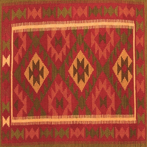 Ahgly Company Indoor Square Oriental Orange Traditional Area Rugs, 5' Square