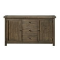 thumbnail image 3 of Wooden Sideboard with Three Drawers and Two Side Door Cabinets, Oak Brown, 3 of 4