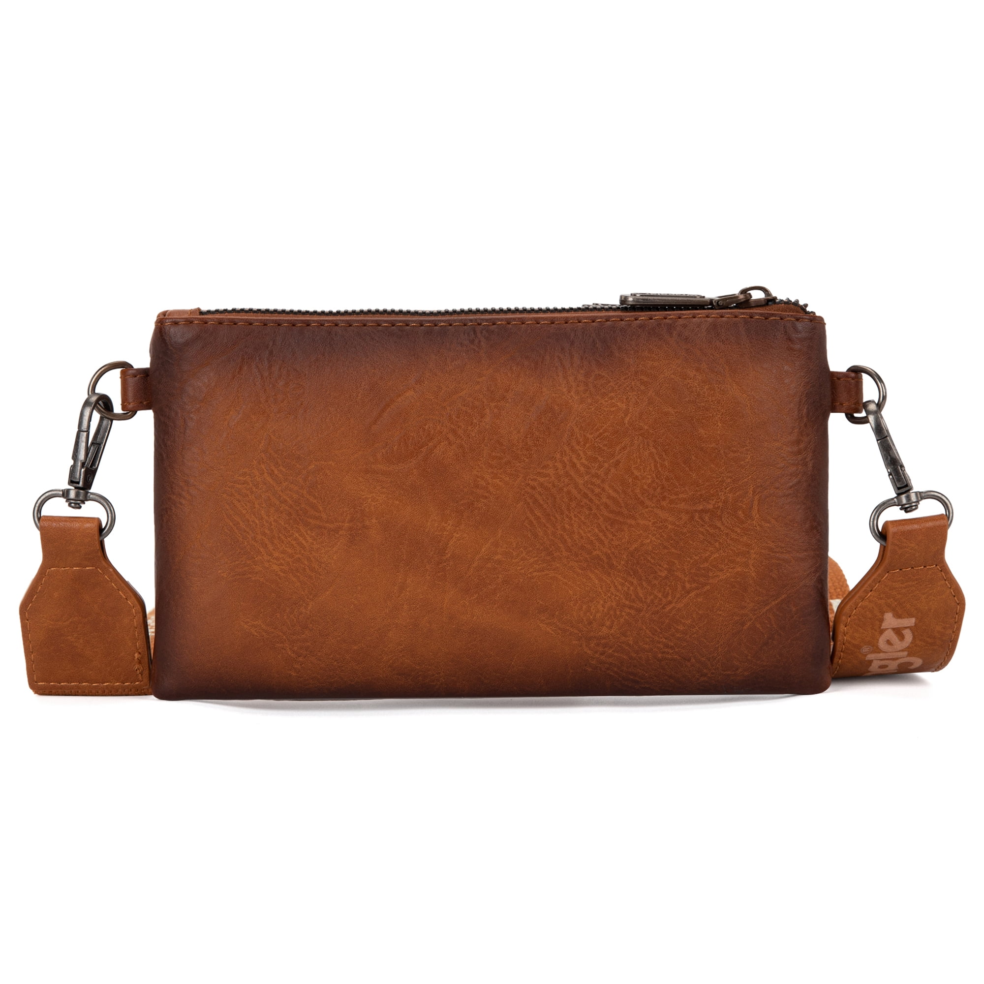 Wrangler Crossbody Bags for Women Shoulder Wallet Small Purse with Adjustable Guitar Straps, Light Brown