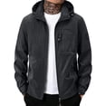 thumbnail image 3 of Men's Solid Color Elastic Cotton Hooded Zipper Jacket, Casual Waterproof Windproof Top Coat, Full-Zip Breathable Polyester Spring Outdoor Travel Work Hiking Golf Fashion | JASKFLY,Black XXS, 3 of 7