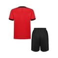 thumbnail image 2 of renvena Ensemble d'Uniforme d'Équipe de Football pour Garçon, T-shirt à Manches Courtes et Short, Tenue Décontractée Quotidienne, Rouge 4, 2 of 5