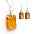 thumbnail image 1 of Juego de aretes y cadena con dije corte Esmeralda, plata mexicana ley .925, Topacio, 1 of 4