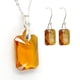 thumbnail image 1 of Juego de aretes y cadena con dije corte Esmeralda, plata mexicana ley .925, Topacio, 1 of 4