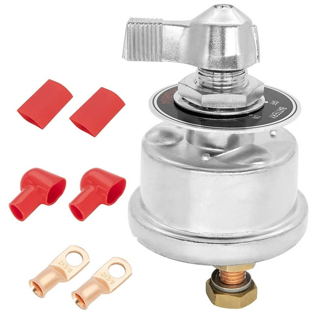 High Current Battery Disconnect Switch with 6 Terminal Fittings 12-48V DC Battery Power Cut Off Switch 300A Battery Power Cut Isolator for Cars Trucks Boats RVs Vehicles