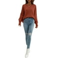 thumbnail image 5 of Liacowi Women Juniors Knitted Sweater Long Sleeve Pullover Slit Hem Jumpers Tops Fall Loose Knitwear for Teen, 5 of 8