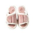 thumbnail image 5 of uublik Comfy Fuzzy Slippers for Women Open Toe Memory Foam House Shoes Indoor Outdoor Non Slip House Slides, Pink, 5 of 7