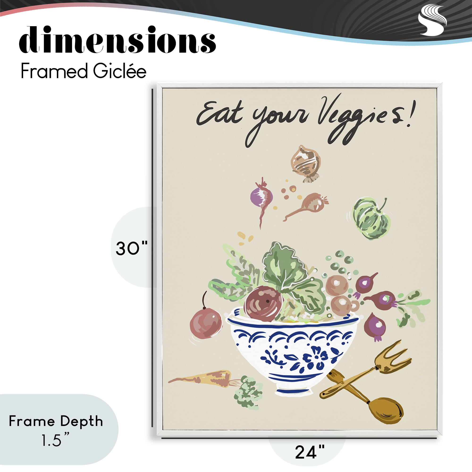 Stupell Industries Eat Your Veggies Bowl White Framed Giclee Art, design by Ani Del Sol