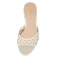 thumbnail image 4 of YDN Women Open Round Toe Woven Mules Slip on Cutout Chunky High Heels Casual Dressy Work Slide Sandals Size 7 Ivory, 4 of 6