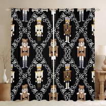 Castle Fairy Christmas Nutcracker Black Out Curtains for Teens,Geometric Plaid Curtains Pack of 2 (42x63 Each),Festival Theme Bedroom Curtains,Microfiber Bedroom Decor