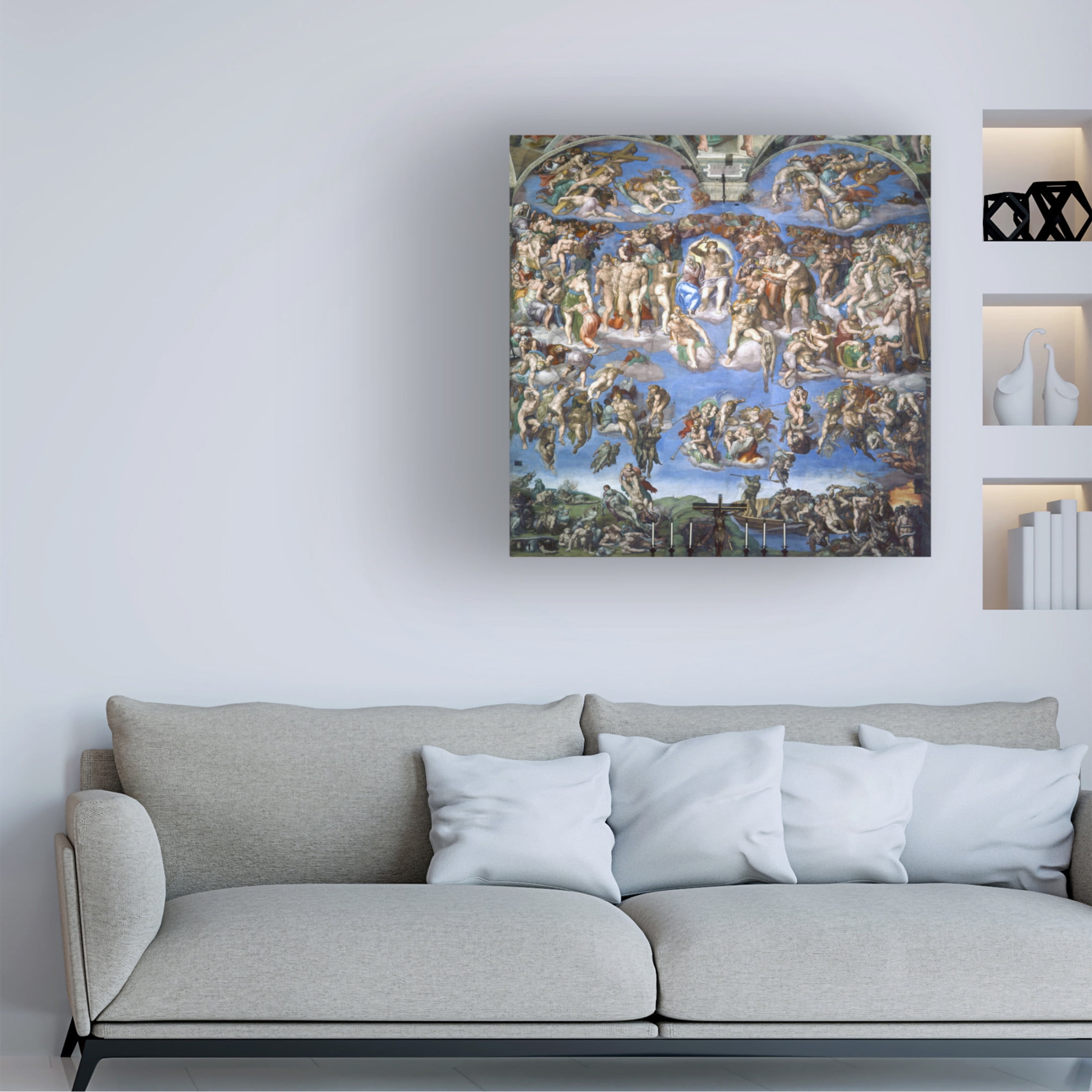 Canvas Wall Art - Masters Collection 'Last Judgment Michelangelo' Wall Art for Living Room, Bedroom, or Office DÃ©cor by Trademark Fine Art - 18 x 18 Inches