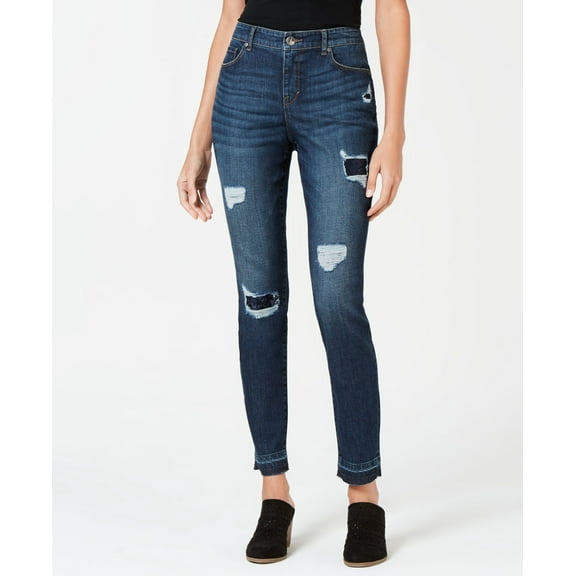 Style & Co Rip Repair Sequin Curvy Skinny Jeans Cider 6