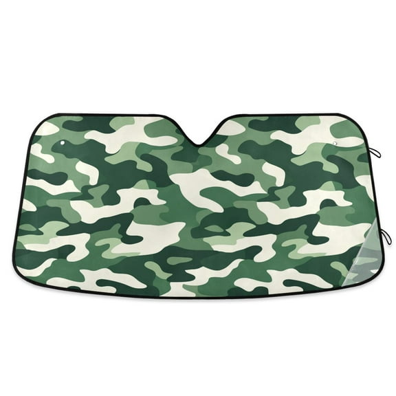 Yayeee Car Windshield Sun Shade Universal Fit Front Visor Protector, Light Green Camouflage Design