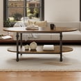 thumbnail image 3 of Unique 47.2inch mid century oval tea mesa - low almacenamiento coffee mesa, 2 tier vintage center mesa para sala de estar y oficina (rustic brown), 3 of 7