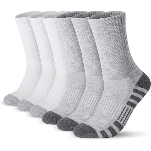Athletic Socks Odorless Sport Running Socks Performance Cushioned Breathable Crew Socks for Men Women(6 Pairs)