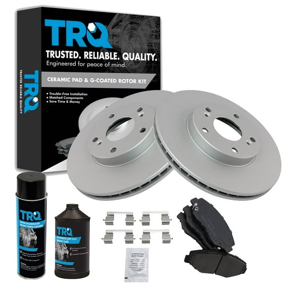 TRQ Front Ceramic Brake Pad & Coated Rotor Kit w/Fluids for Honda Accord Civic BKA23813 Fits select: 2008-2012 HONDA ACCORD LX, 2013-2015 HONDA CIVIC EX