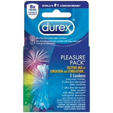 Durex Pleasure Pack, Assorted Lubricated Premium Condoms, 3 ct (Pack of 2)