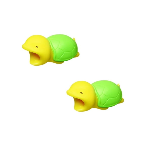 iPhone & Android Cable Protectors Animal Biters - 2pk Turtle