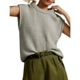 thumbnail image 3 of Spring Autumn Womens Sleeveless Knit Sweater Vest Crewneck Sweaters Ribbed Casual Loose Tank Tops, 3 of 5