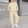 thumbnail image 2 of GiLiling 2-Piece Sweatsuits for Boys and Girls, School Athletic Outfit, Fall Winter Tracksuit with Pullover Sweatshirt (Beige, 13-14 Years), 2 of 6