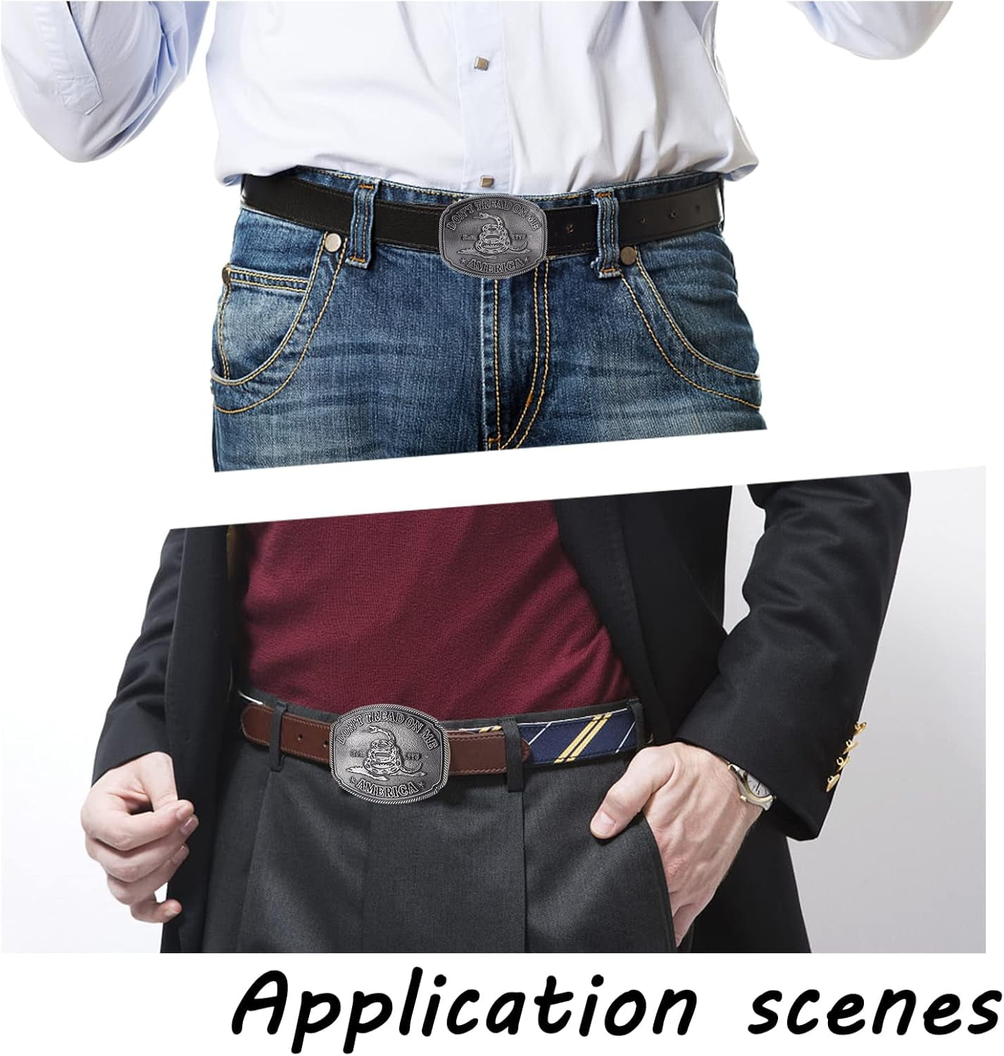 Vintage Belt Buckles for Men with Snake Pattern Design Simple