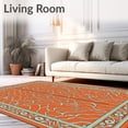 thumbnail image 2 of ODIKA 4'x6' Machine Washable Non-Slip Area Rug, Botanical Trellis Featuring Ornate Petals and Latticework Detailing High Traffic Rug, Orange, 573011, 2 of 7