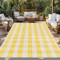thumbnail image 2 of Yellow Plaid Striped Outdoor Rug for Patio/Deck/Porch, Non-Slip Large Area Rug 3 x 5 Ft, Farmhouse Checkered Modern Abstract Art Indoor Outdoor Rugs Washable Area Rugs, Camping Rug Carpet Runner, 2 of 8