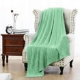 thumbnail image 6 of PiccoCasa Cotton Throw Blanket Cable Knit Decorative Blanket, Light Green 60"x78", 6 of 7