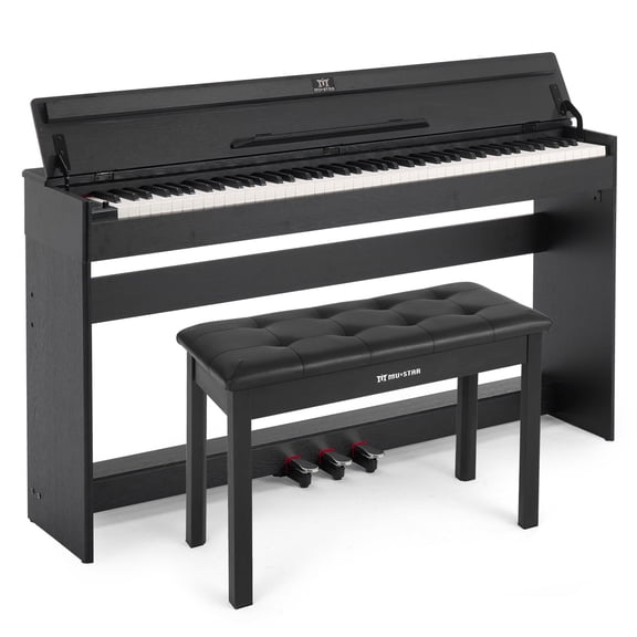 MUSTAR 88 Keys Digital Piano Fully Weighted Graded Hammer Action Keyboard for Beginner with 3-Pedal,Piano Bench(Black)