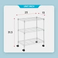 thumbnail image 4 of YRLLENSDAN 3 Tier Metal Shelving Units for Home, 450 lbs Capacity Storage Shelves for Kitchen 23" L x 13" W x 32" H Heavy Duty Wire Shelving Rack Garage with Wheels for Pantry Closet Laundry, 4 of 7