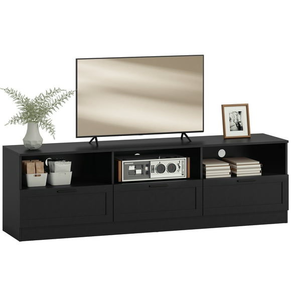 HOMCOM Modern TV Table with 3 Cabinets, 85 Inch TV Stand for Living Room