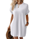 thumbnail image 1 of Vestido Holgado de Corta con Cuello Redondo y Bolsillos, Color Liso, , Talla L, 1 of 4