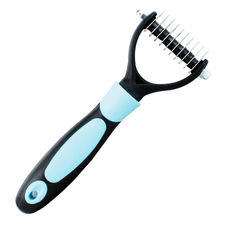 - Reactionnx Undercoat Rake, Pet Grooming Tool - Safe Dematting Comb for Easy Mats and Tangles Removing- Grooming Rake for Cats and Dogs - No More Nasty Shedding and Flying Hair, Blue
