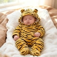 thumbnail image 2 of Baby Tiger Hooded Romper Soft Plush Warm Animal Jumpsuit Halloween Dress-Up Outfit, 2 of 6