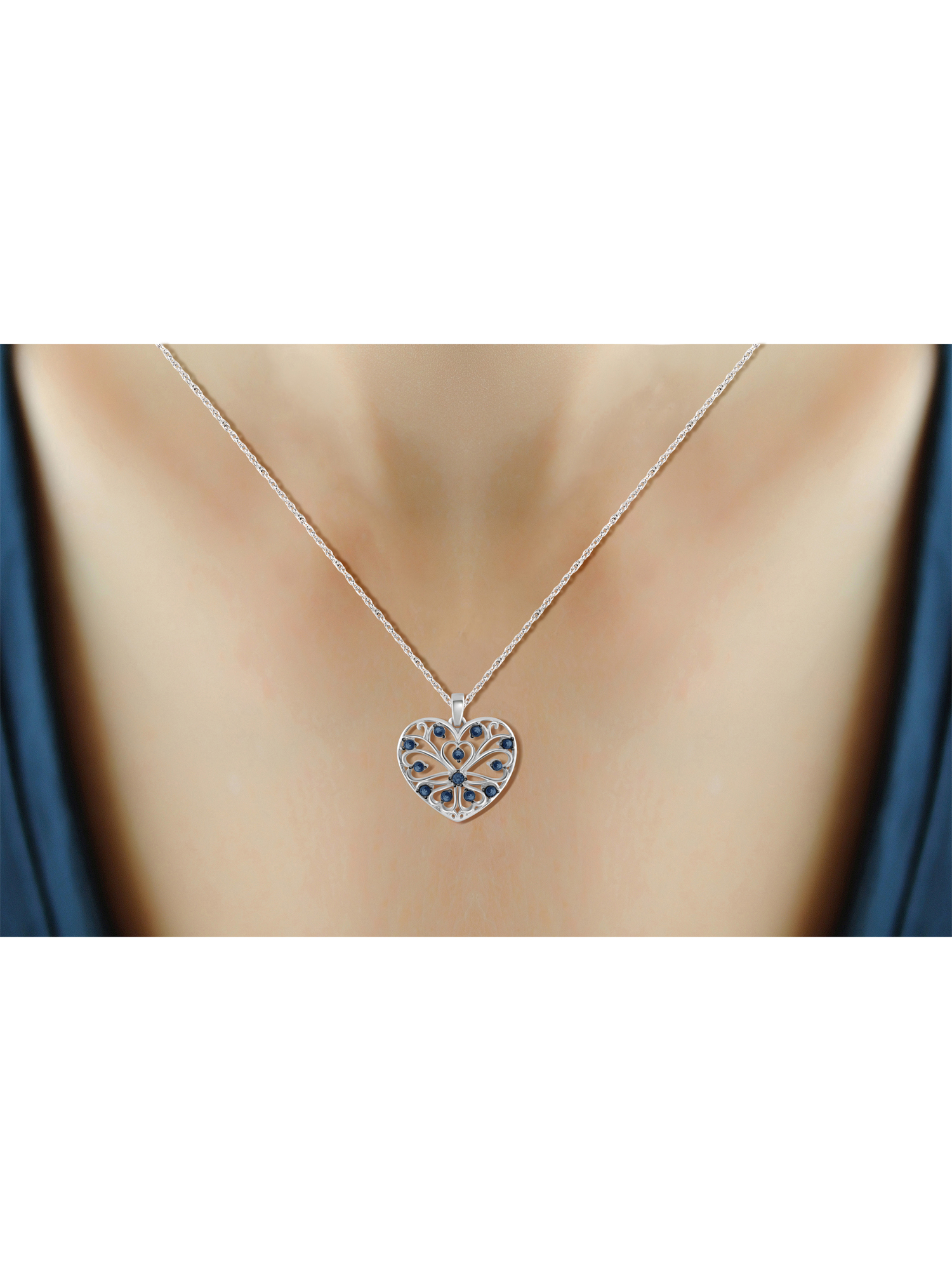 Blue Diamond Accent Sterling Silver Heart Pendant