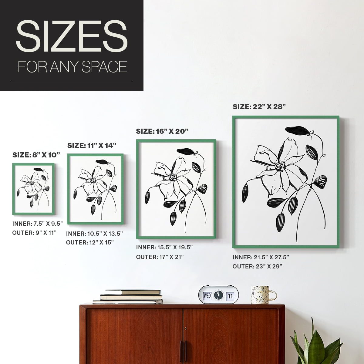 Wild Clematis II Framed Print in Green Solid Wood 8 x 10 Framed Print