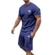 thumbnail image 3 of Conjunto de Sudadores de Hombres Impresión Casual Deportes de Manga Corta Cuello Redondo, Traje de Deporte de 2 Piezas con Pantalones de Corredores de Cintura Elástica, 3 of 4