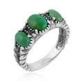 thumbnail image 3 of Sterling Silver Green Turquoise Gemstone 3-Stone Friendship Ring, Sizes 5 to 10, 3 of 7