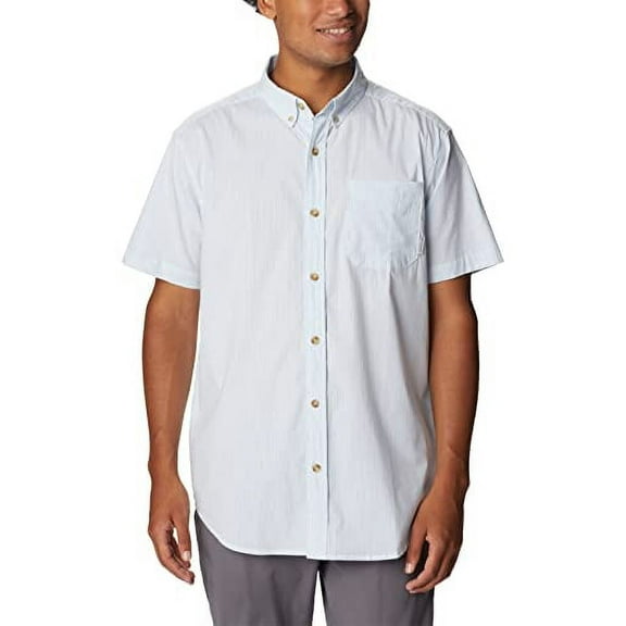 COLUMBIA Men's Rapid Rivers Short Sleeve Shirt Plaid White Medium