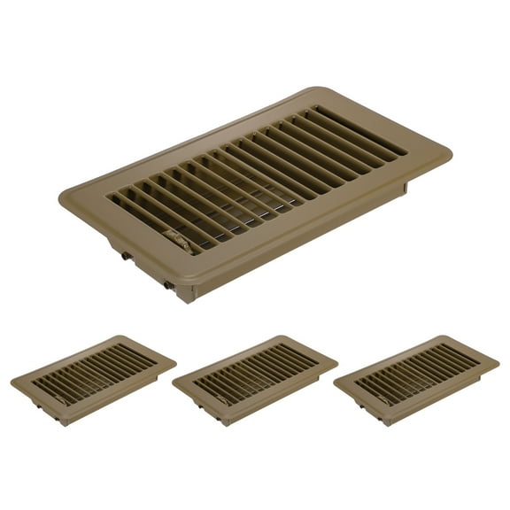 4x8 Inch Floor Vent Covers, Floor Registers Metal Walkable Air Vent Covers Easy Adjustable Air Supply Lever, Brown 4 Pcs