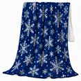 thumbnail image 2 of White Snowflake Pattern on Royal Blue Sofa, Clean Graphic Winter Art for Holiday Lovers, Snowfall Star Motif and Christmas Gift, Cozy Flannel Blanket for Bedroom and Living Room, Home Decor, 2 of 9