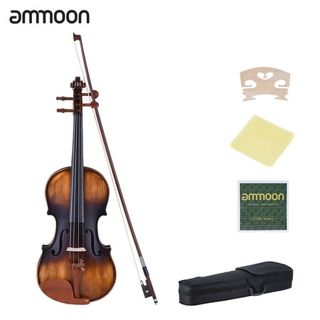 GoolRc ammoon 4/4 Full Size Violin Matte- Spruce Top Jujube Wood Parts(Peg and Tailpiece) with Cleaning Cloth Violin