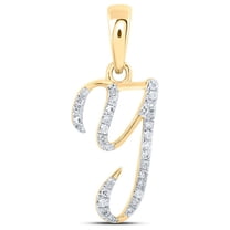10kt Yellow Gold Womens Round Diamond Y Initial Letter Pendant 1/10 Cttw