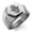 Silver, variant on Stainless Steel Crescent Hamsa Hand of Fatima Engraved Hexagon Crest Flat Top Biker Style Polished Ring