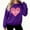 Purple, variant on ShiShine Valentines Day Sweatshirt for Women Heartbeat Graphic Pullover Long Sleeve Cute Love Print Casual Tops