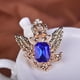 thumbnail image 3 of Broche de águila de cristal con forma de botón para camisa, accesorio para traje, para hombre y mujer Dorado + azul, 3 of 9