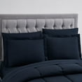 thumbnail image 2 of Dobby Stripe Bed in A Bag 8 Piece Comforter Sheet Bed Skirt Sham Set King - Navy, 2 of 5