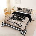 thumbnail image 2 of Catabedysis Plaid Camping Full Size Comforter Sets,Camper Silhouette Print Bedding Comforter Set For Boys,Multicolor,Black Reversible,3-Piece,1 Comforter and 2 Pillowcases, 2 of 7